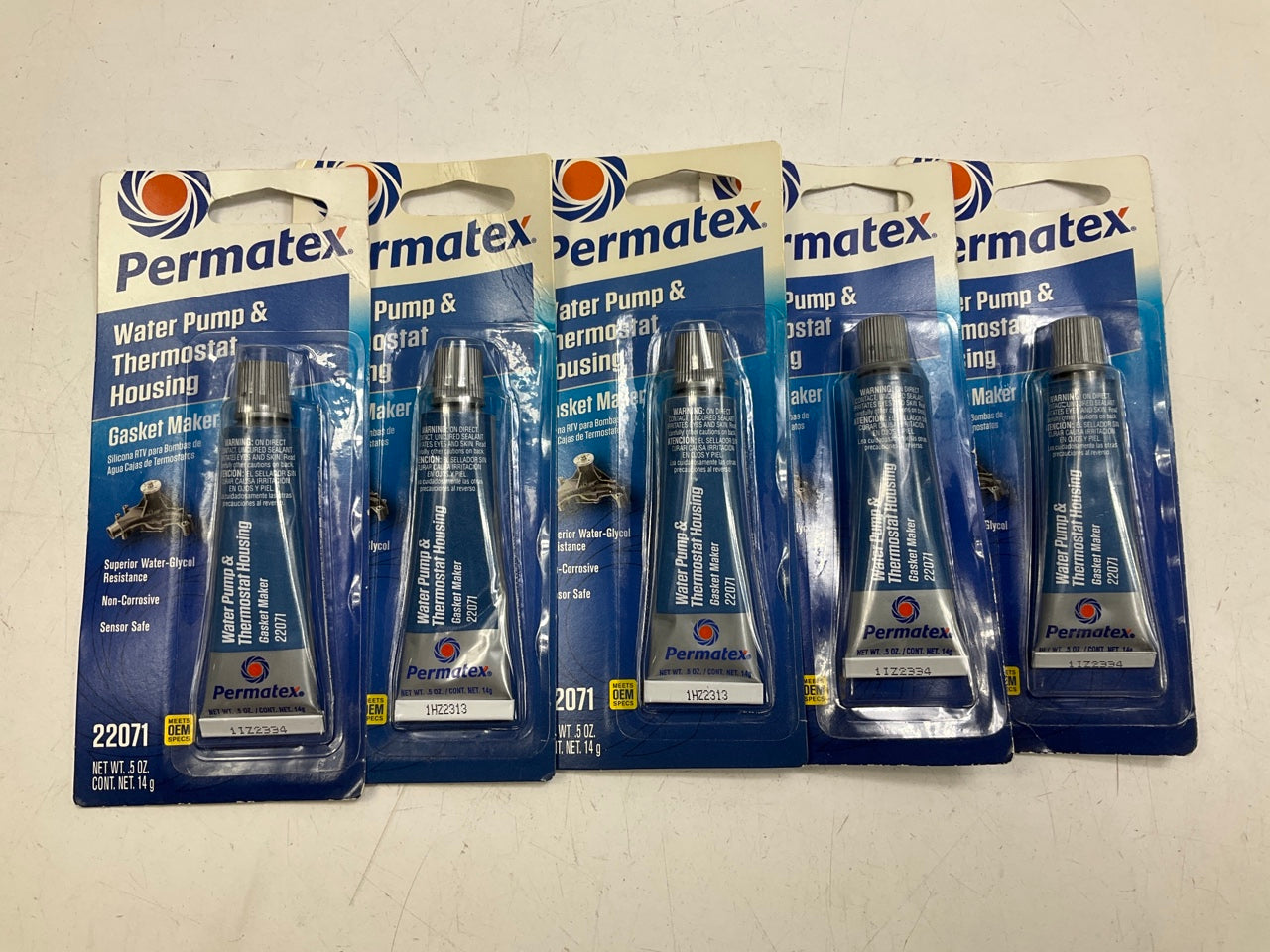 (5) Permatex 22071 Water Pump & Thermostat RTV Silicone Gasket Maker 0.5 Oz.