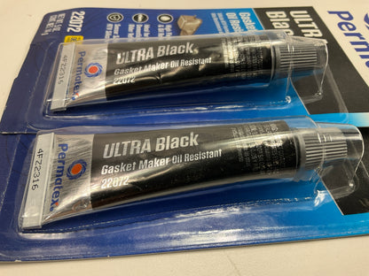 2 Permatex 22072 UltraBlack Maximum Oil Resistant RTV Silicone Gasket Maker .5oz
