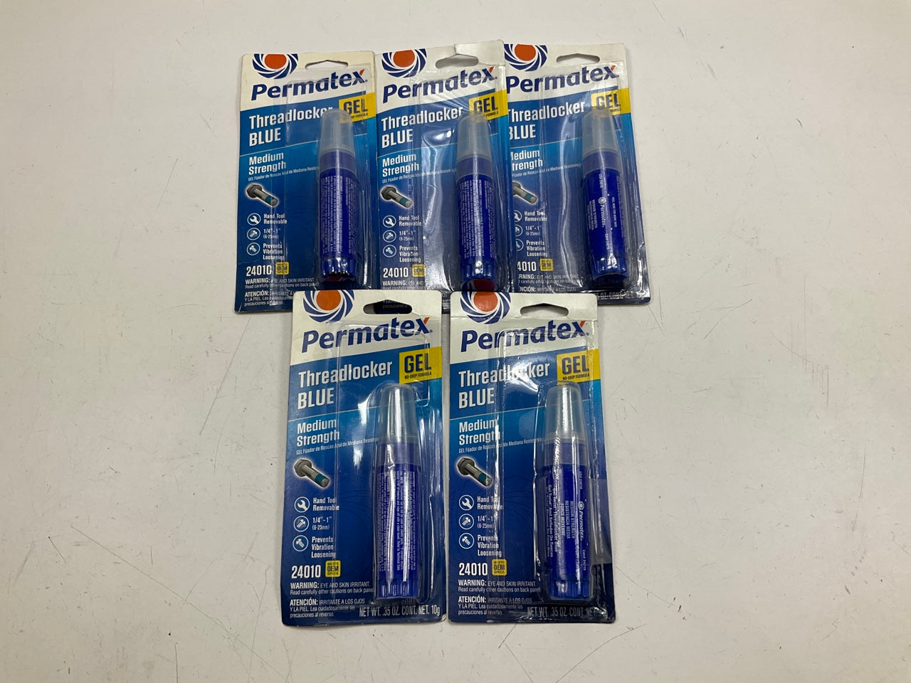 (5) Permatex 24010 Gel Twist Medium Strength Blue Threadlocker 10g