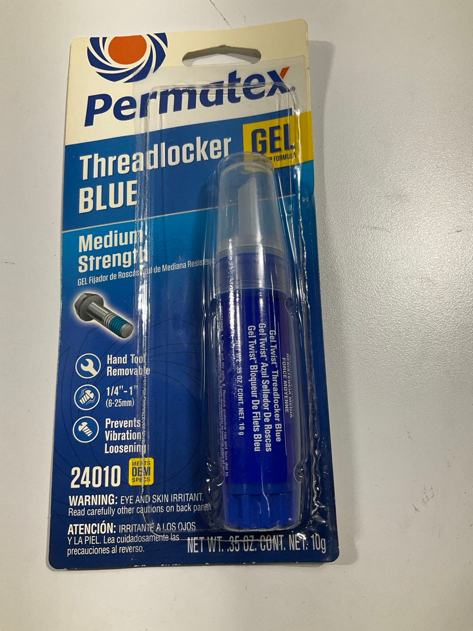 Permatex 24010 Gel Twist Medium Strength Blue Threadlocker 10g