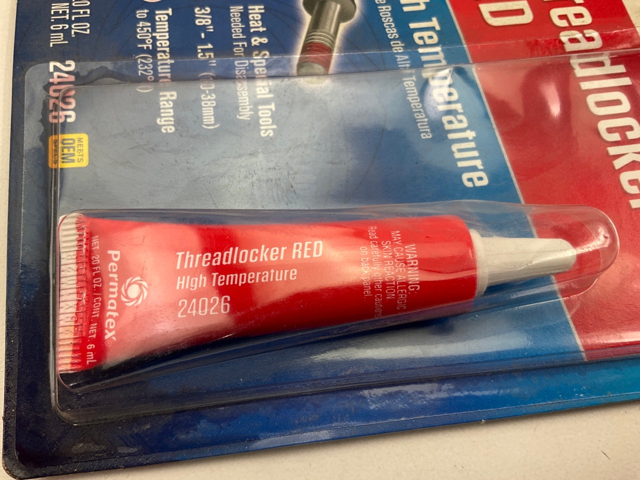 Permatex 24026 Threadlocker, High Temperature, Red - 6 ML