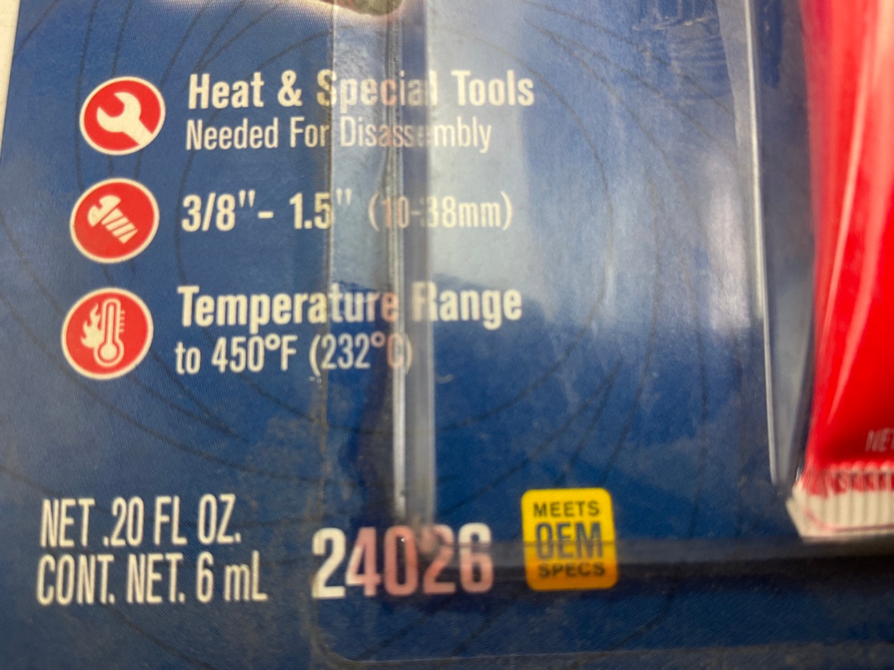 Permatex 24026 Threadlocker, High Temperature, Red - 6 ML