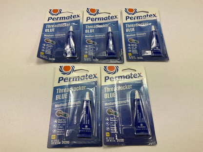 (5) Permatex 24200 Blue Medium Strength Threadlocker 6ml Tubes