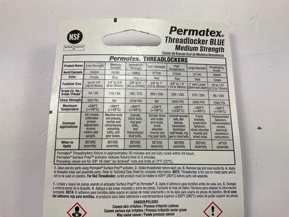 (5) Permatex 24200 Blue Medium Strength Threadlocker 6ml Tubes
