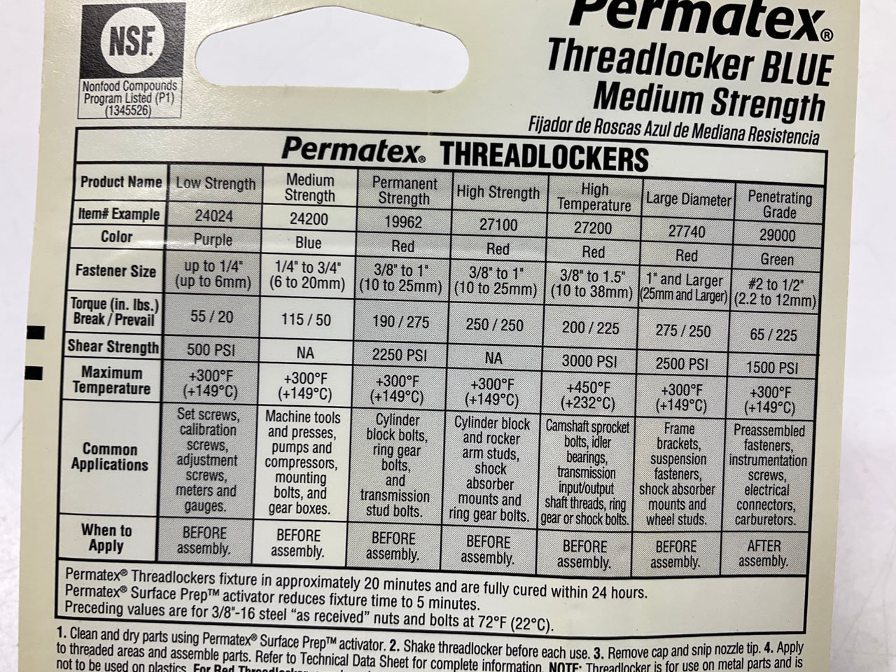 Permatex 24200 Blue Medium Strength Threadlocker 6ml Tube