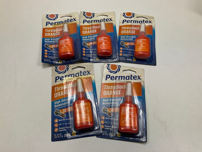 (5) Permatex 25210 High Strength Removable Orange ThreadLocker 10ml