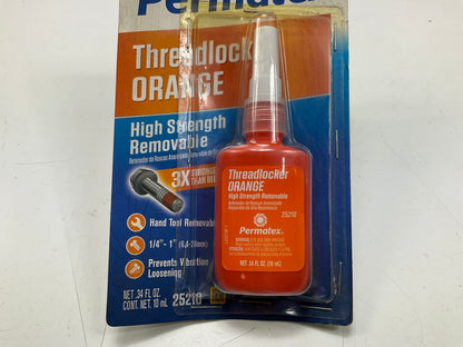 (5) Permatex 25210 High Strength Removable Orange ThreadLocker 10ml