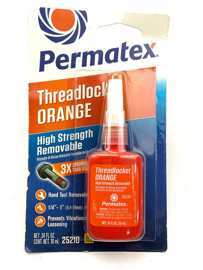 Permatex 25210 High Strength Removable Orange ThreadLocker 10ml (Pack Of 1)