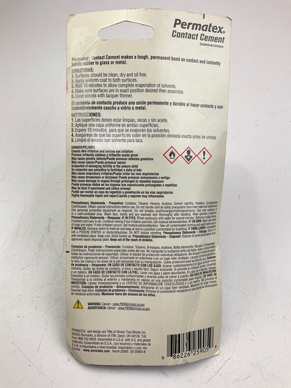 Permatex 25905 Contact Cement For Instant Bondig Applications 1.5 Fl. Oz.