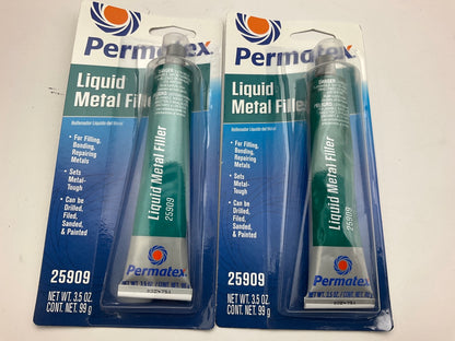 (2) Permatex 25909 Liquid Metal Filler Metal Repair Compound 3.5oz