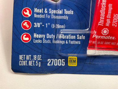 (5) PACKs - Permatex 27005 High Strength Threadlocker Red Gel Squeeze, 5 Gram