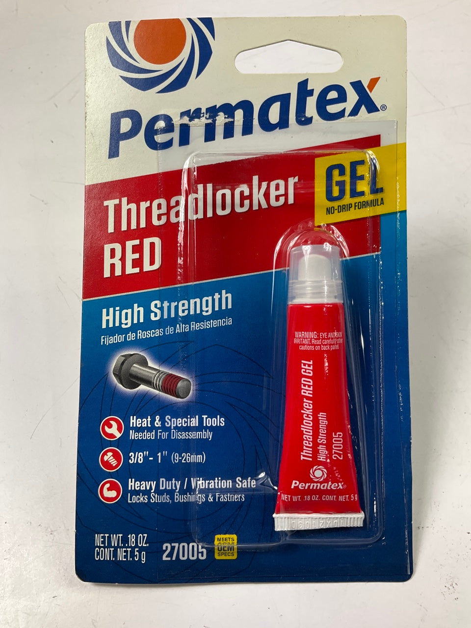 Permatex 27005 High Strength Threadlocker Red Gel Squeeze, 5 Gram