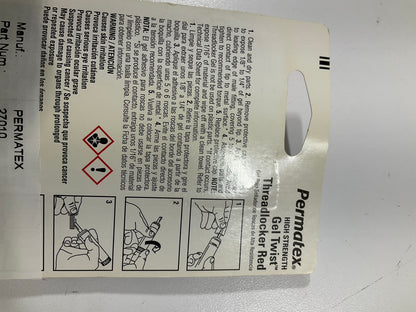 Permatex 27010 High-Strength Threadlocker Red 10g Gel Twist No Drip
