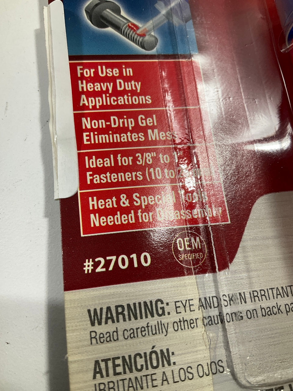 Permatex 27010 High-Strength Threadlocker Red 10g Gel Twist No Drip