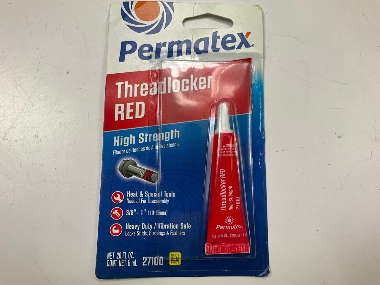 Permatex 27100 High-Strength Threadlocker Red Compound 0.20oz Tube