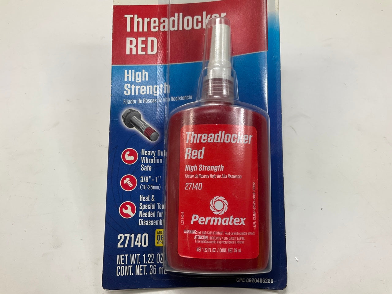 (2) Permatex 27140 Threadlocker Red High Strength 1.22oz Heavy Duty Type 2