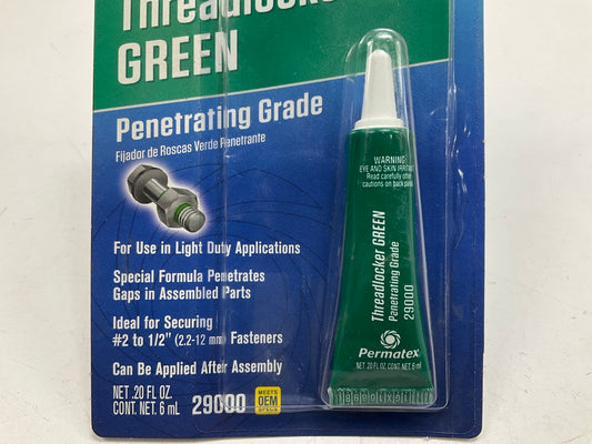 (5) Permatex 29000 Threadlocker Green Penetrating Grade 6mL Thread Locker