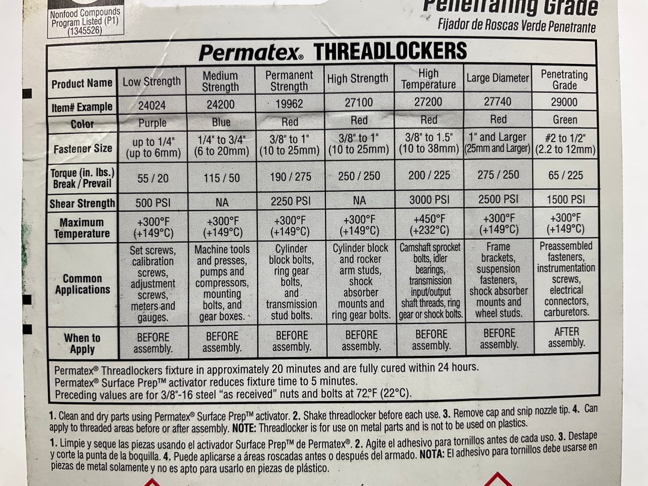 (5) Permatex 29000 Threadlocker Green Penetrating Grade 6mL Thread Locker