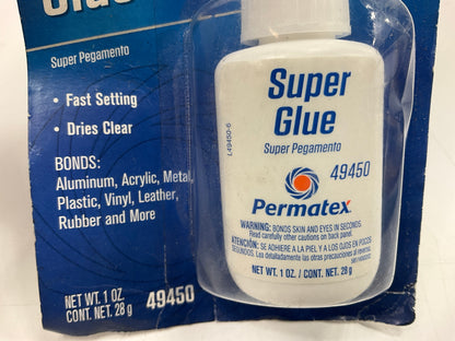 Permatex 49450 Super Glue: Fast Setting, Dries Clear, 1 Oz