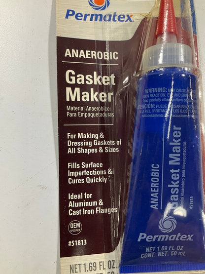 Permatex 51813 Anaerobic Gasket Maker Quick Cure Red Gel, 50mL Tube Pack Of 1