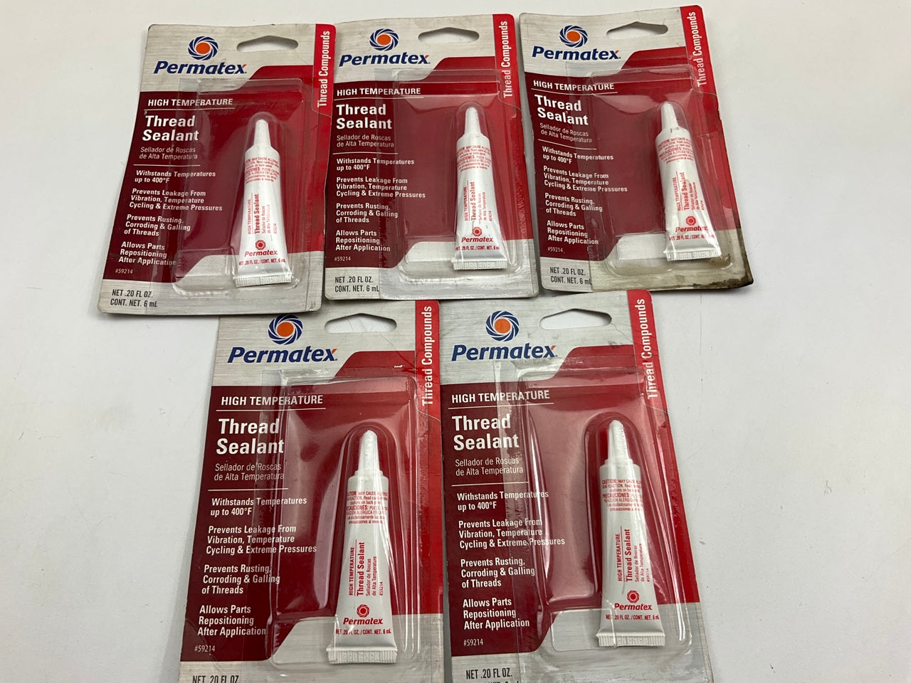 (5) Permatex 59214 High Temperature Thread Sealant, 6 Ml Tube