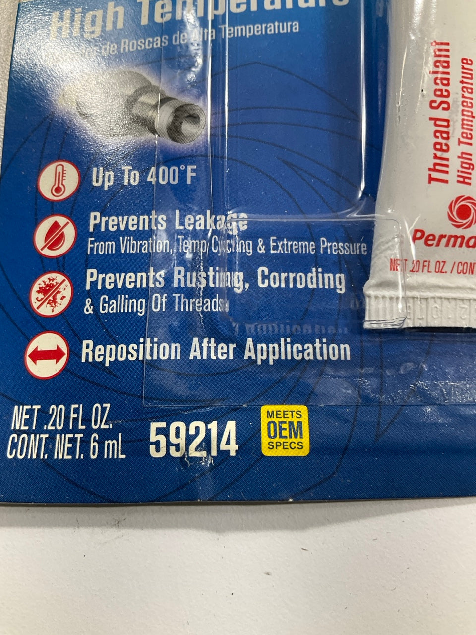 Permatex 59214 High Temperature Thread Sealant, 6 Ml Tube