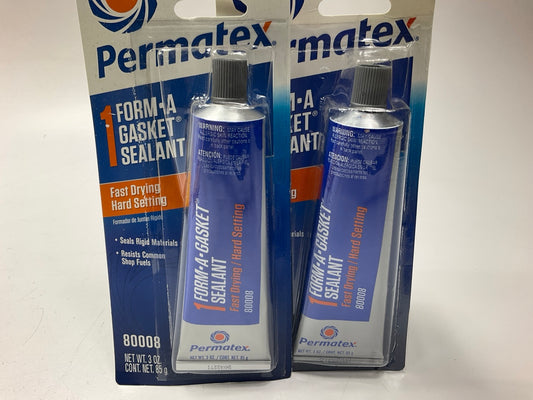 (2) Permatex 80008 Form A-Gasket Sealant 3 OZ Tubes Fast Drying Adhesive