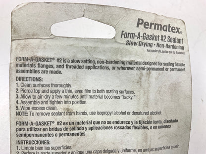 (2) Permatex 80016 Form-A-Gasket Non-Hardening No. 2 Sealant Sellador - 3oz Tube