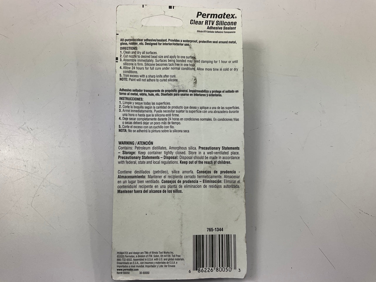 Permatex 80050 Clear RTV Silicone Adhesive Sealant 3oz Tube General Purpose