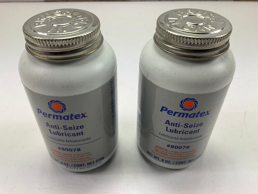 (2) Permatex 80078 Anti-Seize Lubricant With Brush Top Bottle 8 Oz High Temp.