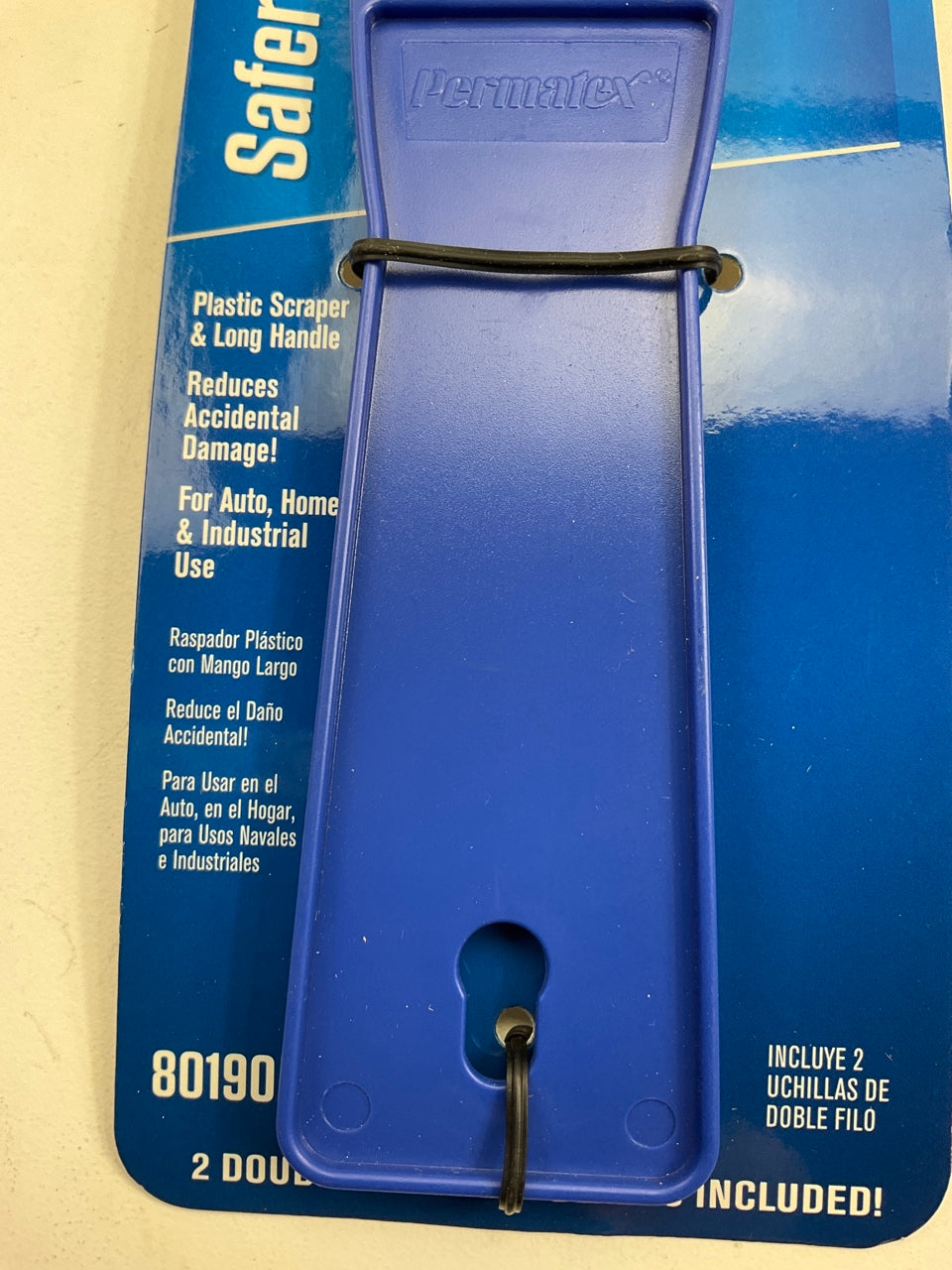 Permatex 80190 SaferScraper Plastic Scraper With 6 In. Handle And 2 Blades, Blue