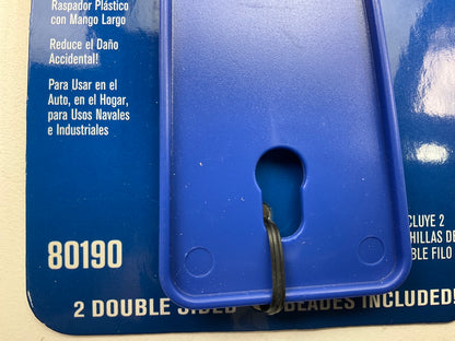 Permatex 80190 SaferScraper Plastic Scraper With 6 In. Handle And 2 Blades, Blue