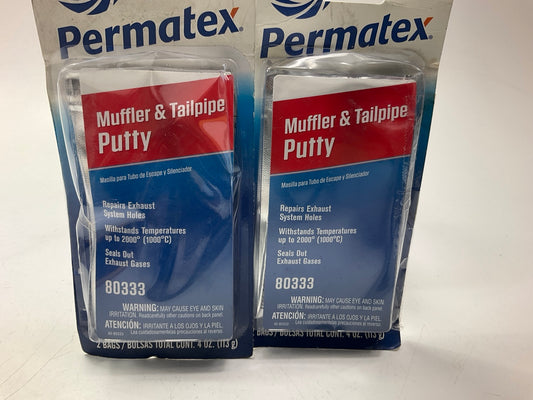 (2) Permatex 80333 Muffler & Tailpipe Putty (2 Foil Pouches Each) 4 Oz.