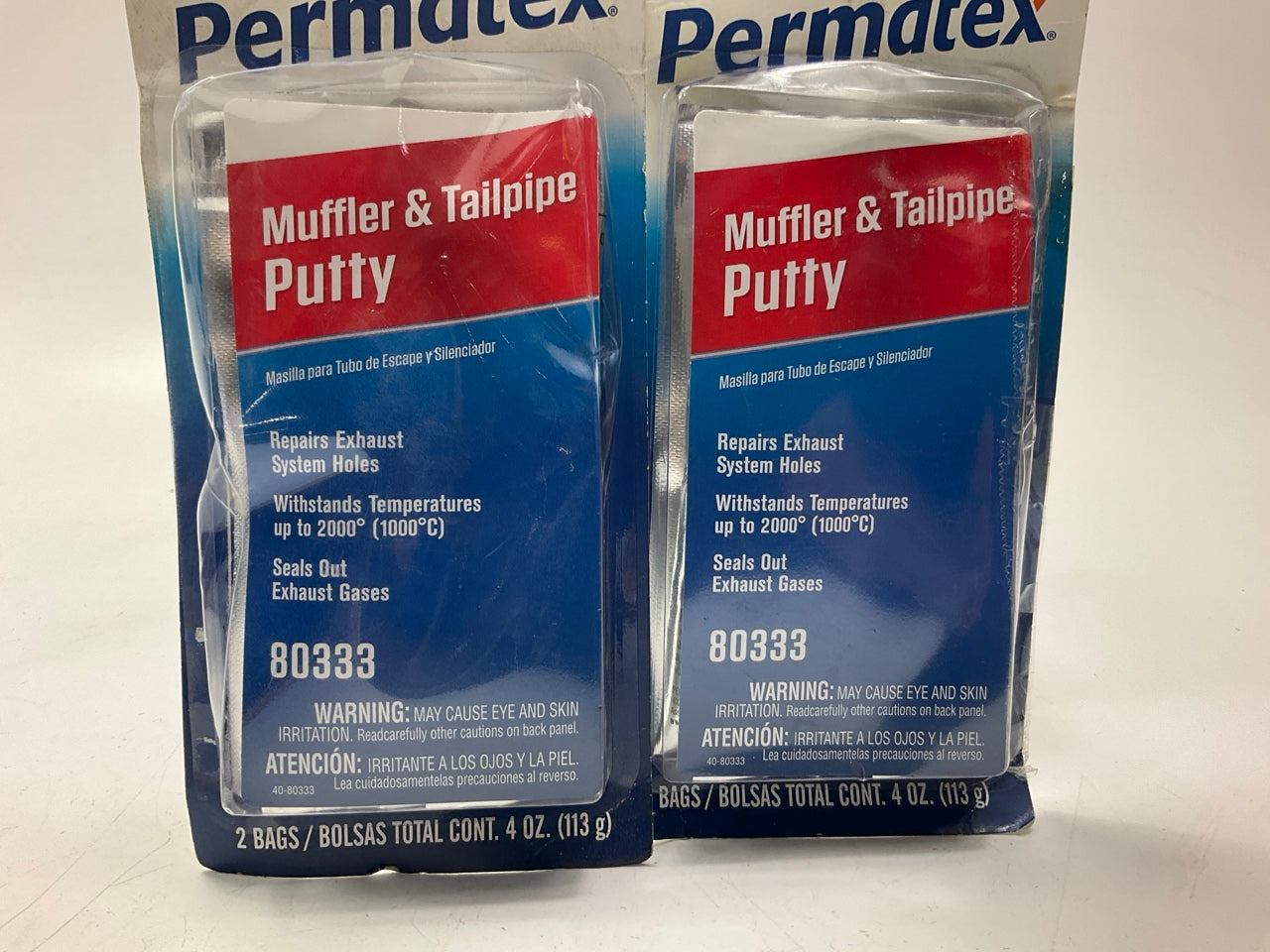 (2) Permatex 80333 Muffler & Tailpipe Putty (2 Foil Pouches Each) 4 Oz.