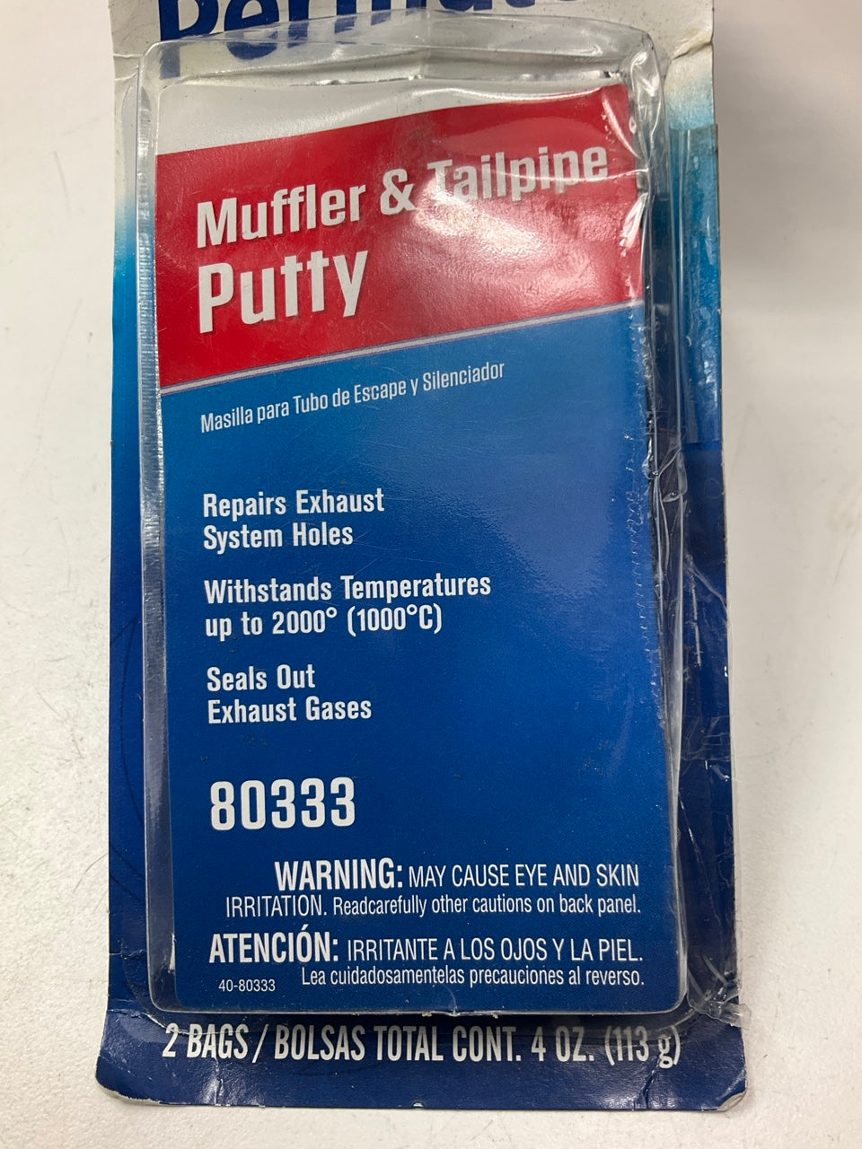 Permatex 80333 Muffler & Exhaust Tailpipe Repair Putty,  4oz (2 Bags)
