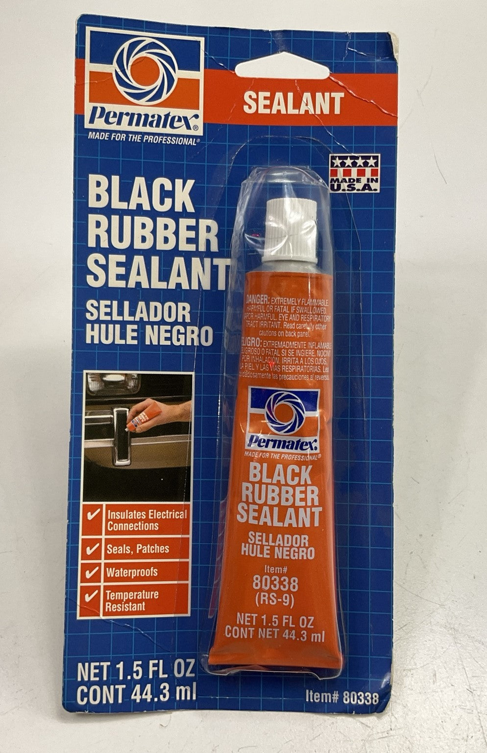 Permatex 80338 Black Rubber Sealant, 1.5 Oz. Squeeze Tube