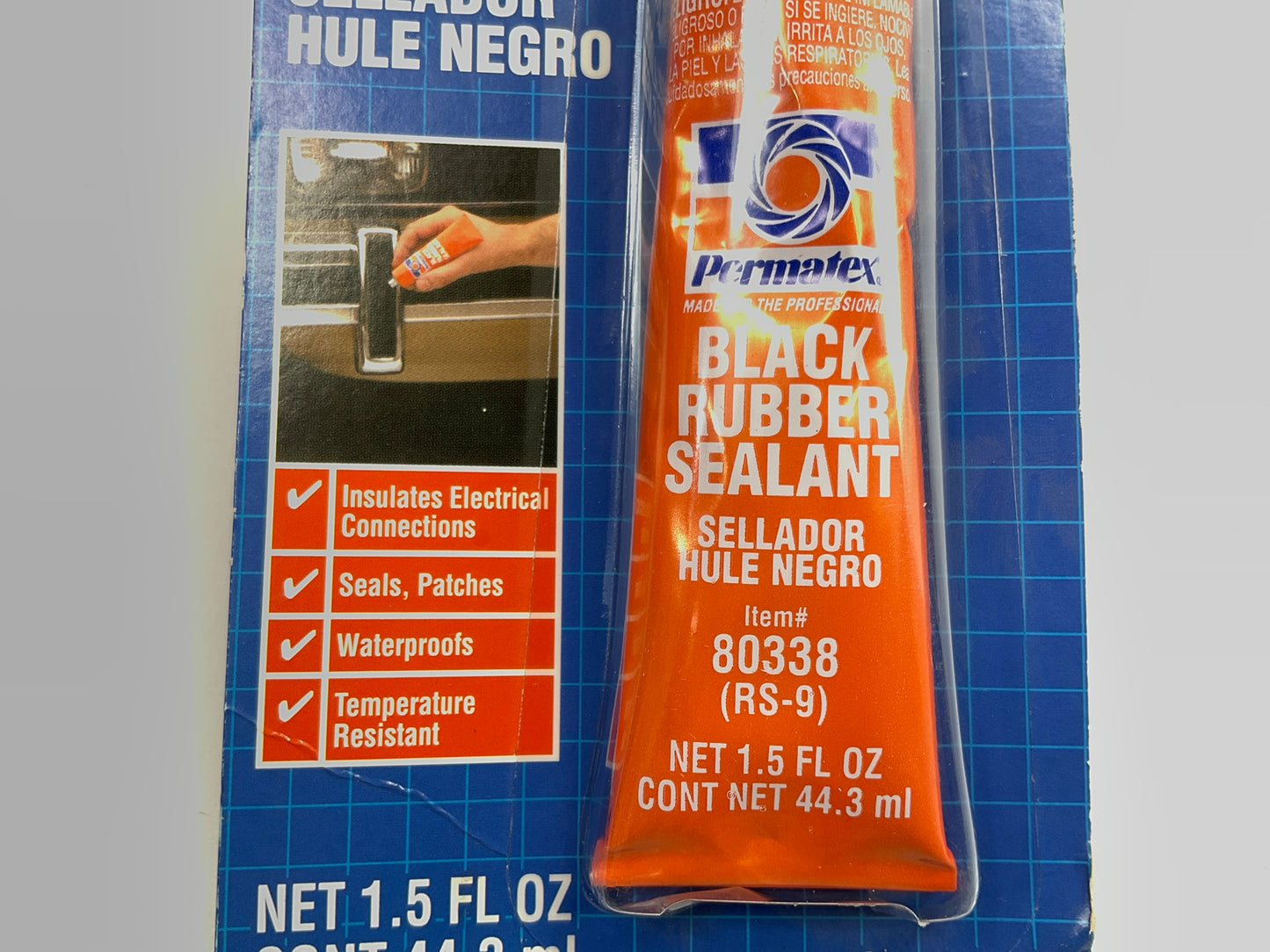 Permatex 80338 Black Rubber Sealant, 1.5 Oz. Squeeze Tube