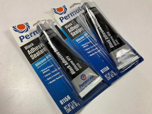 (2) Permatex 81158 Black RTV Silicone Adhesive Sealant Gasket Maker 3 Oz