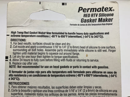 (10) Permatex 81160 High Temperature Red RTV Silicone Gasket Maker - 3 Oz Tubes