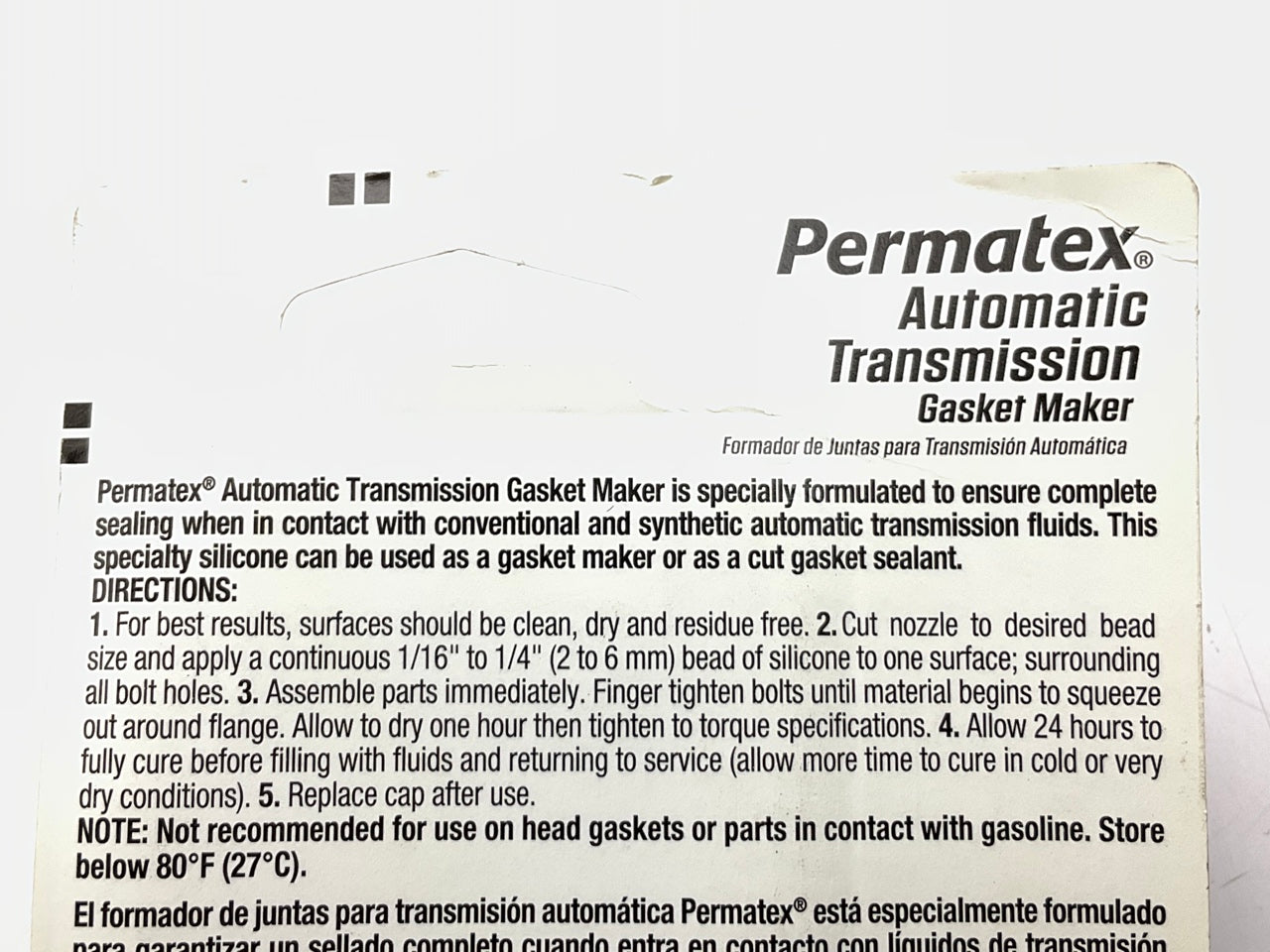 Permatex 81180 Automatic Transmission RTV Sealant 3 Oz. Tube Gray