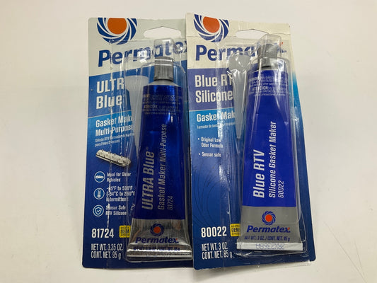 (2) Permatex 81724 Ultra-Blue RTV Silicone Gasket Maker - 3.35oz. Tube
