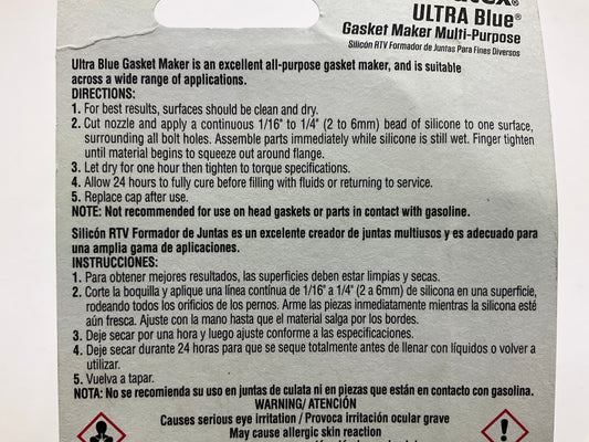 (2) Permatex 81724 Ultra-Blue RTV Silicone Gasket Maker - 3.35oz. Tube