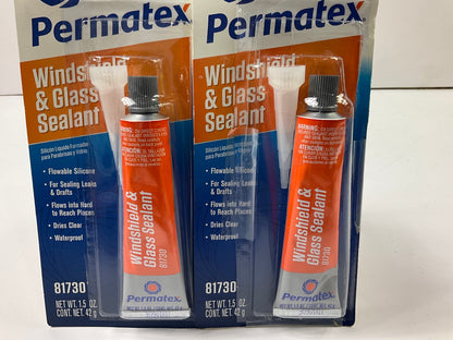 (2) Permatex 81730 Flowable Silicone Windshield And Glass Sealer 1.5 Oz.