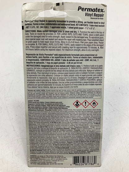 Permatex 81786 Super Clear Vinyl Sealant Repair Kit, 1.5 Fl Oz