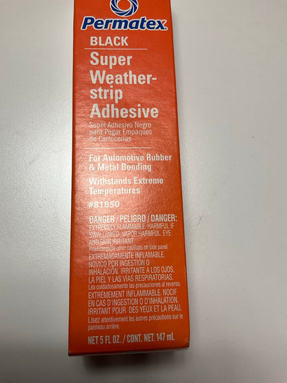 Permatex 81850 Super Black Weatherstrip Adhesive Fast Drying Water Resistant 5oz