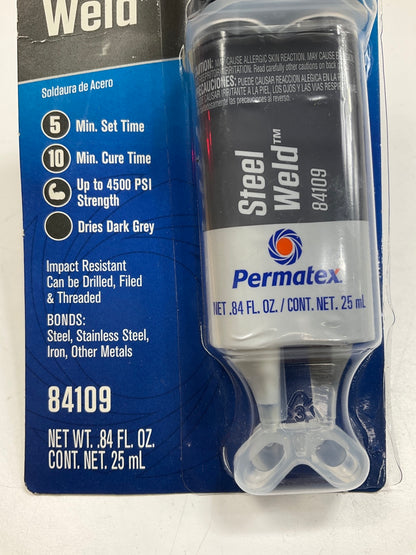 Permatex 84109 STEEL WELD Epoxy, Gray, Liquid, 0.84 Oz Syringe