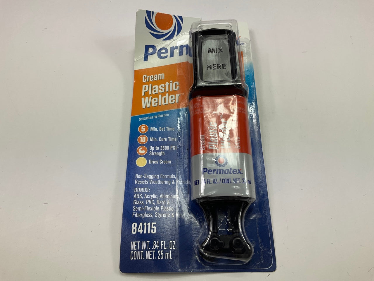 Permatex 84115 Plastic Welder Cream 5-Minute Plastic Weld Adhesive 0.84 Oz
