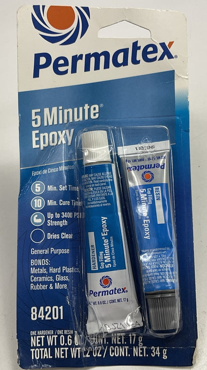 PERMATEX 84201 5 Minute General Purpose Epoxy - Clear .6 Oz Dual Tubes