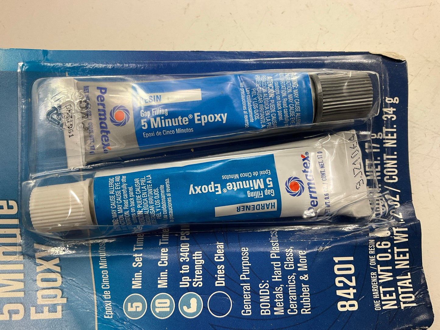 PERMATEX 84201 5 Minute General Purpose Epoxy - Clear .6 Oz Dual Tubes