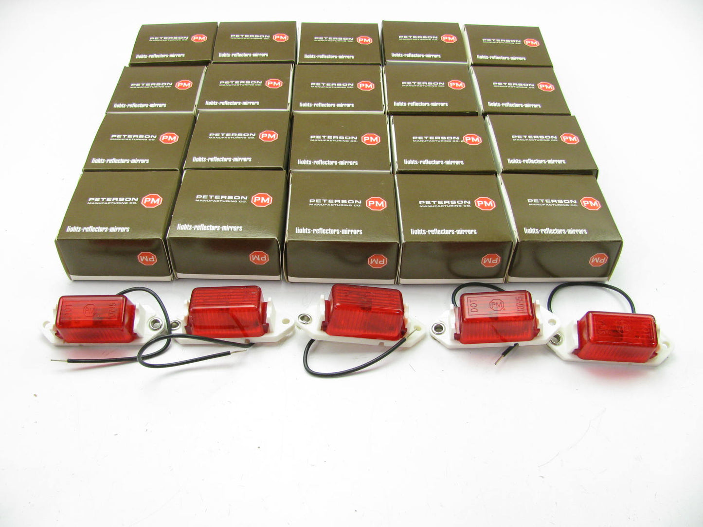 (20) Peterson 107WR 3.18''X1'' Incandescent Clearance Lamp Side Marker RED Lights